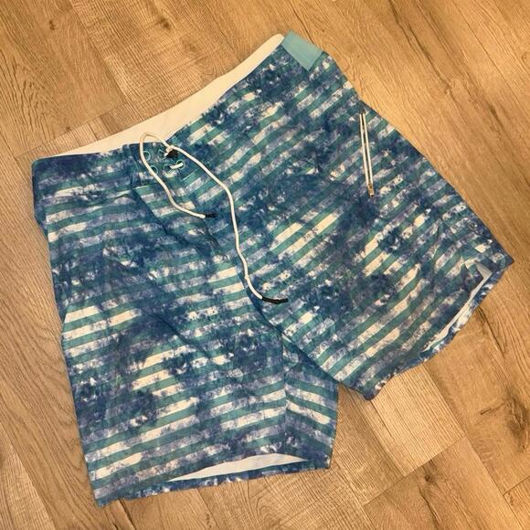 Lululemon Men’s Swim Trunks Stretch Blue Lined Sz XXL Rare - Picture 1 of 7